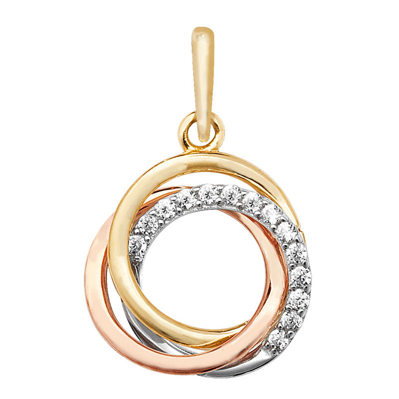 9ct Three Tone CZ Set Swirl Pendant
