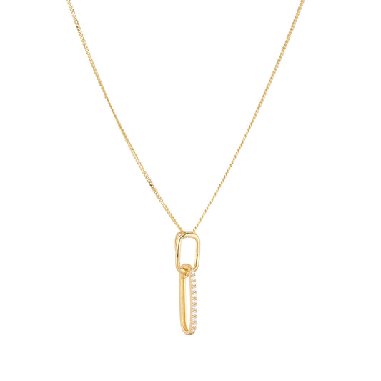 9ct Gold Drop Cubic Zirconia Open Link