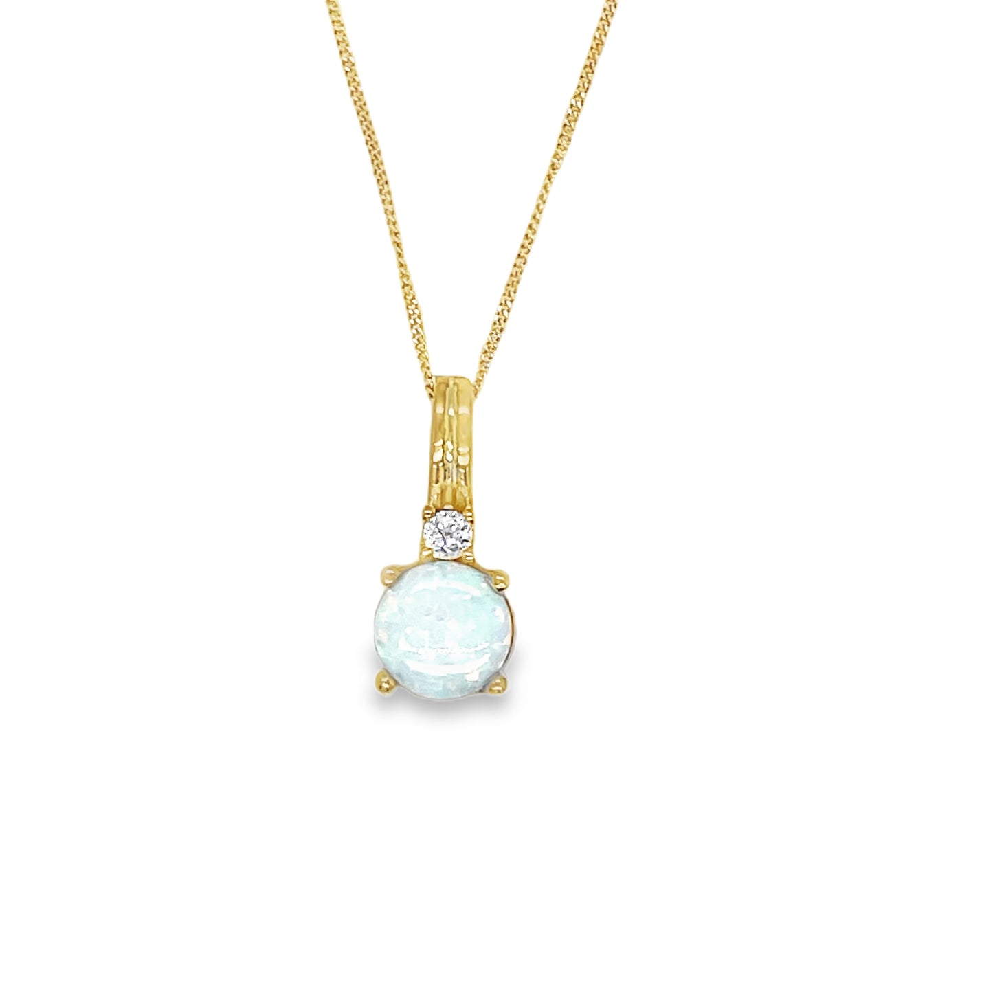 9ct Gold Opal And Cubic Zirconia Pendant