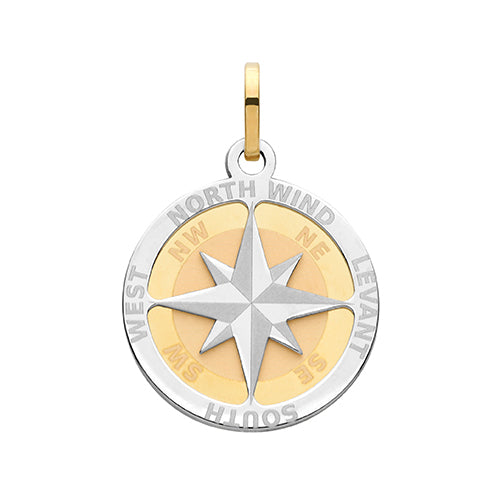 9ct Two Tone Compass Pendant