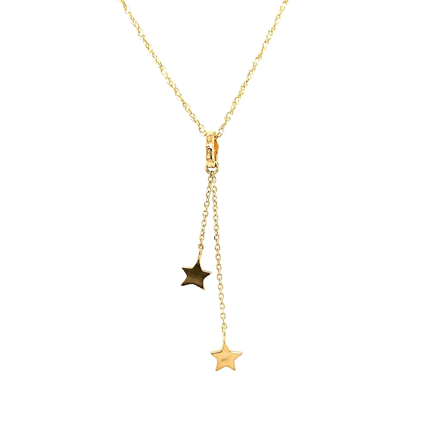 9ct Double Chain Plain Star Drop Pendant