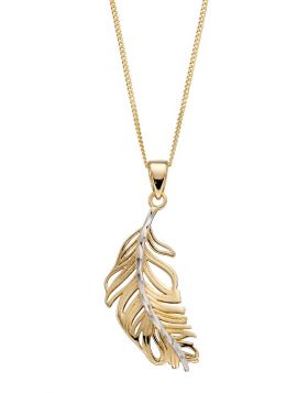 9ct 2 Colour Plain Feather Pendant