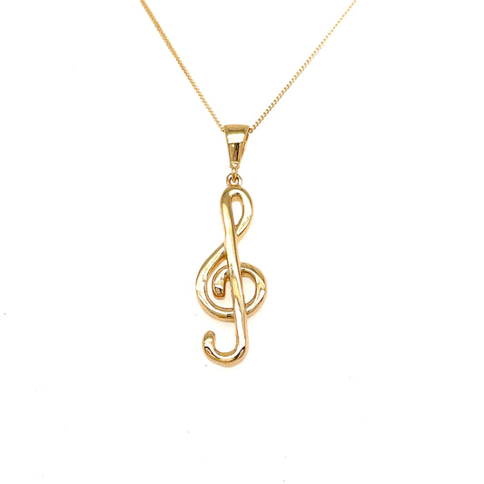 9ct Treble Clef Music Pendant