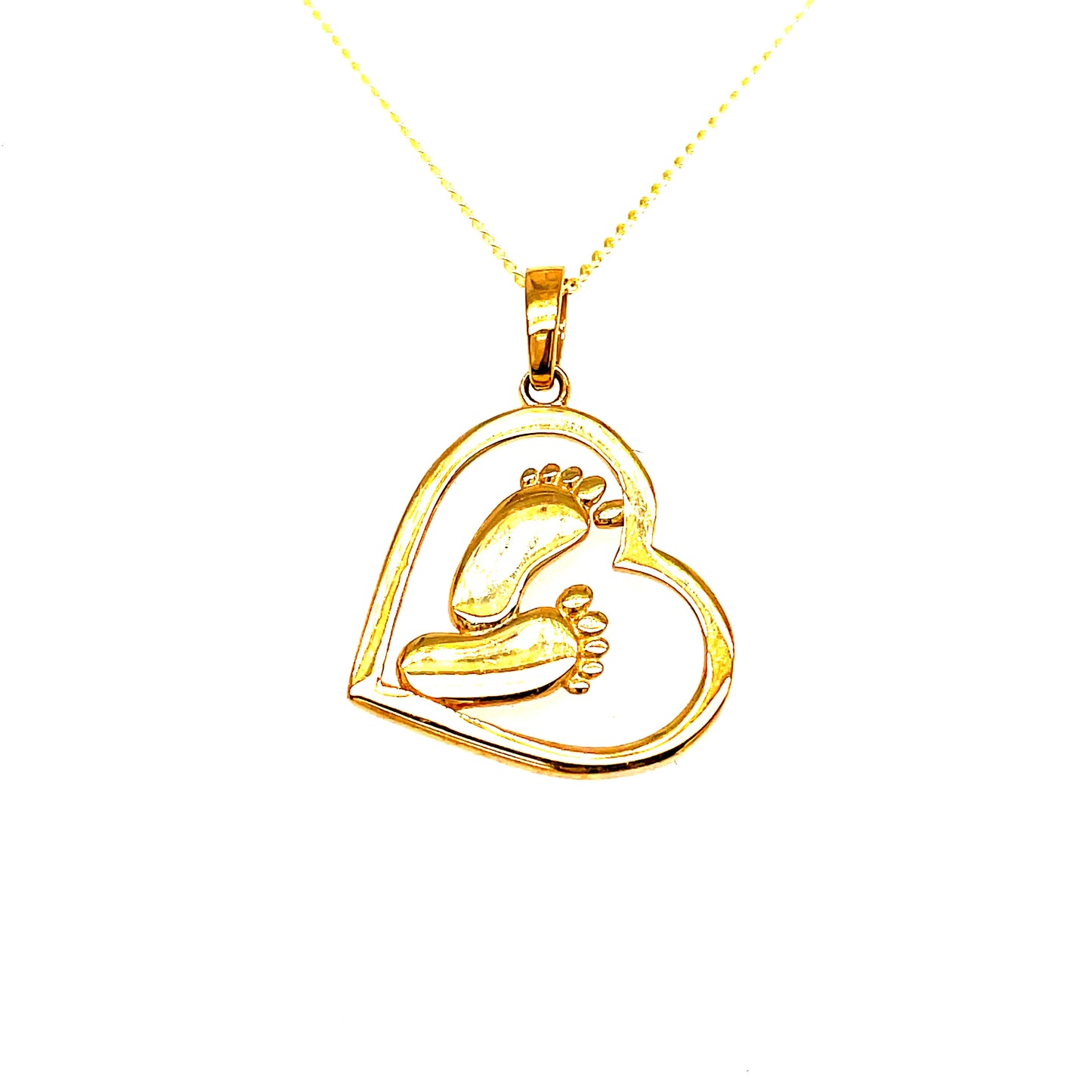 9ct Open Heart Baby Feet Pendant