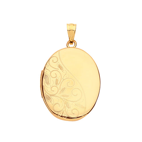 9ct Oval Locket With Engraved Floral Pattern