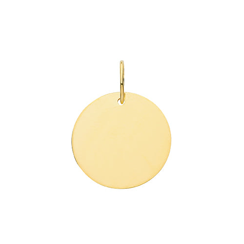 9ct Round 14mm Disc Engraveable Disc Pendant