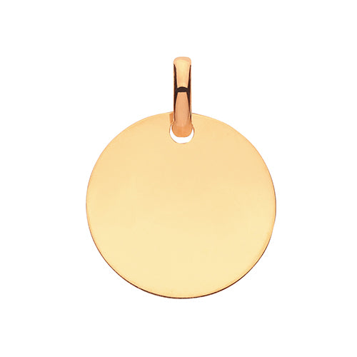 9ct Round Plain Engraveable 13mm Disc Pendant