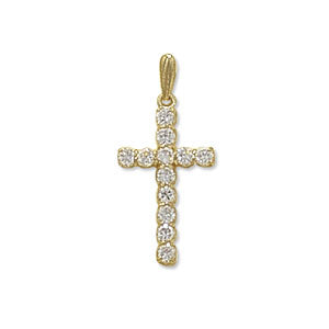 9ct Yellow Gold CZ Set Cross
