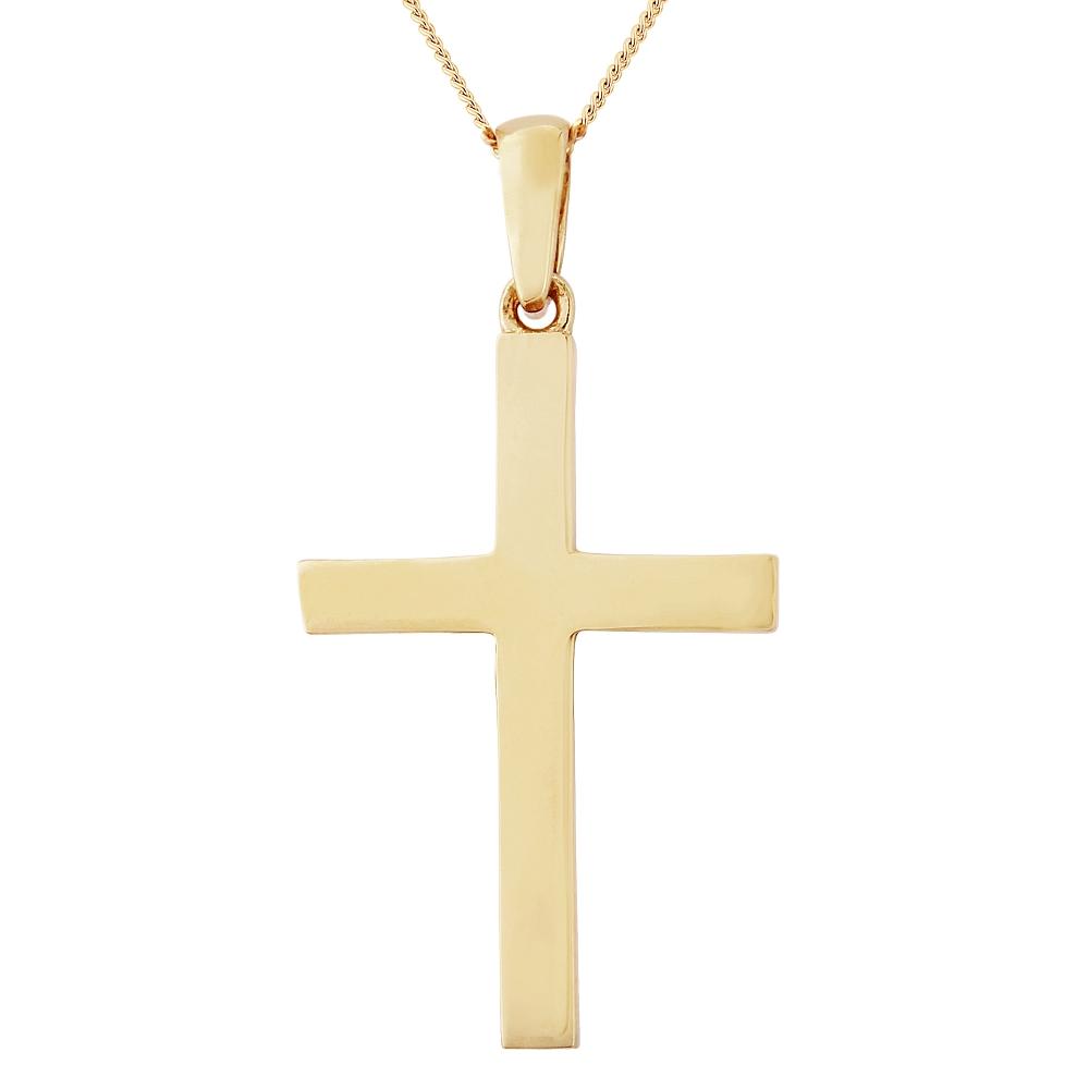 9ct Plain Cross And Chain 22x15mm