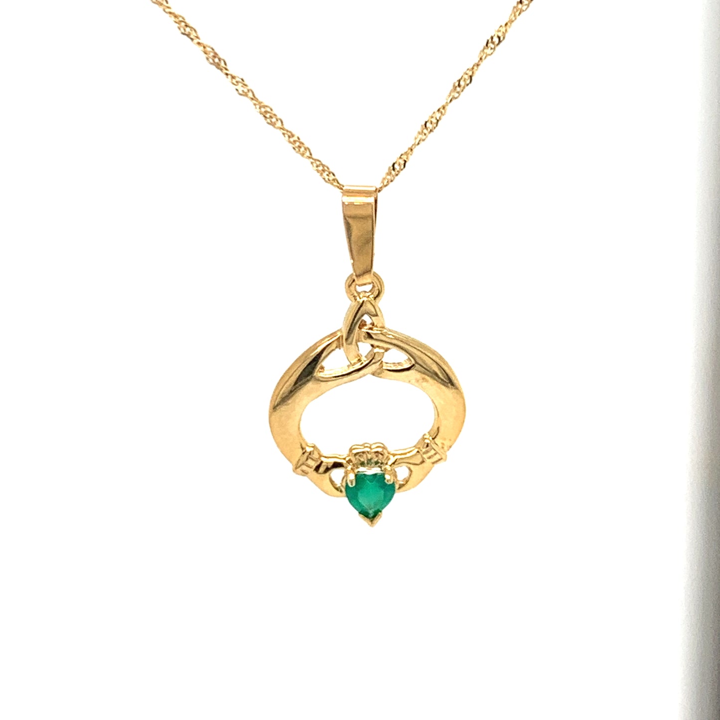 10ct Claddagh And Trinity Knot With Agate Pendant