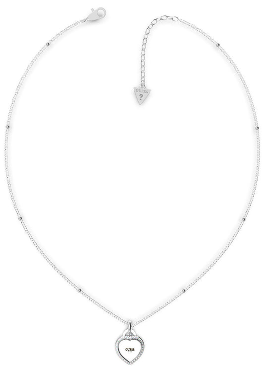 Guess Silver Plated Cubic Zirconia Heart Scattered Ball Necklet