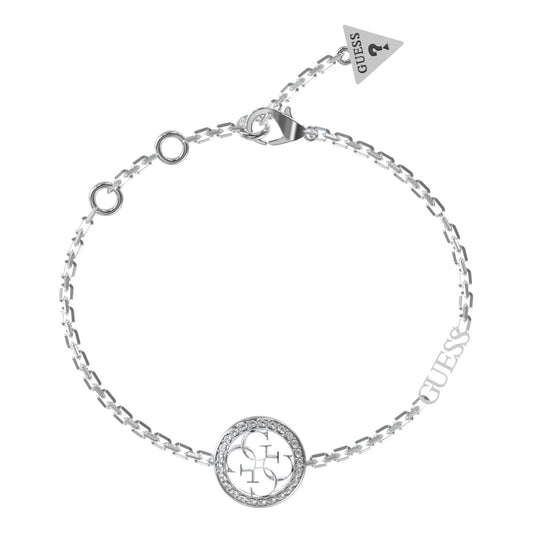 Guess Silver Plated Bracelet With Open Cubic Zirconia Disc