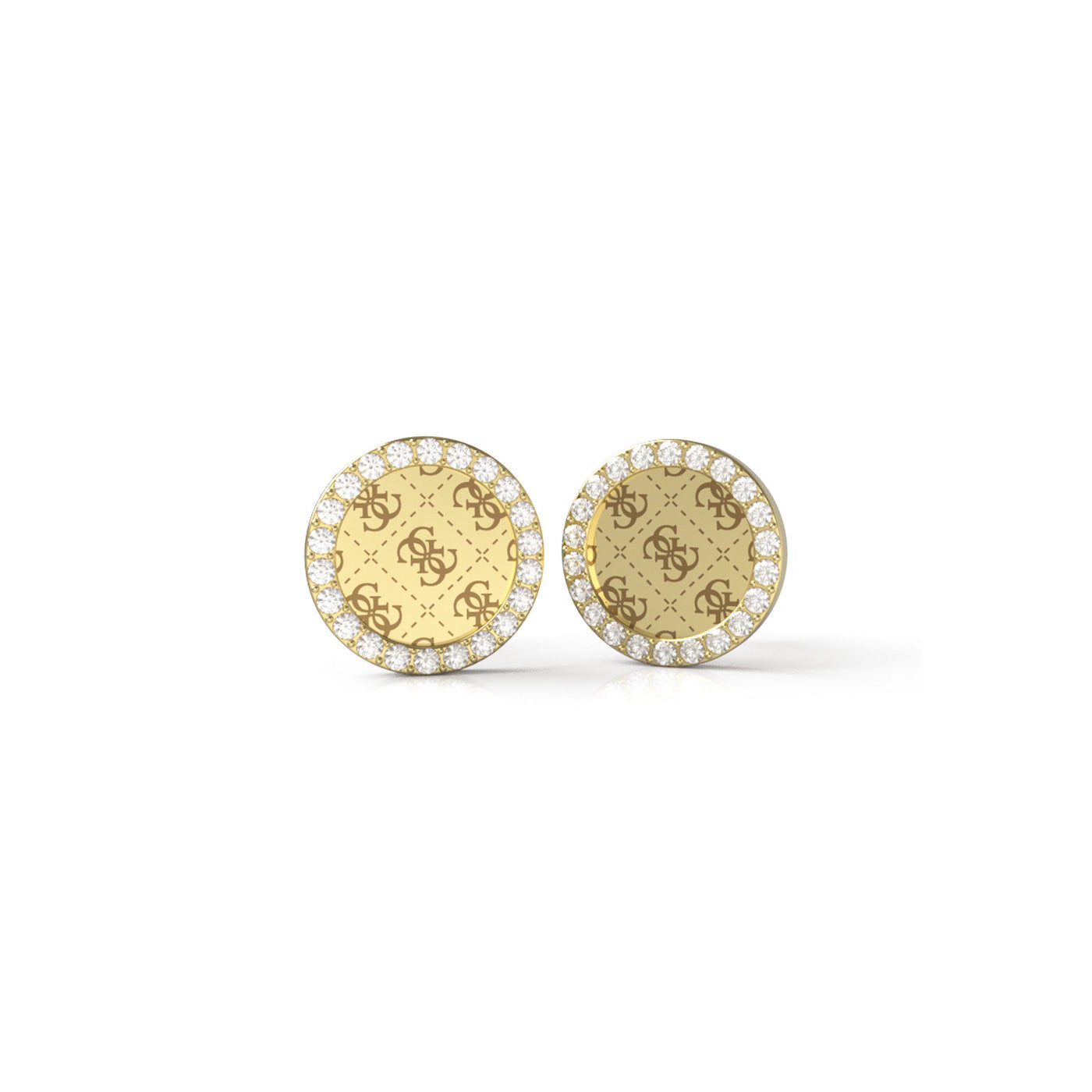 Guess Gold Plated Cubic Zirconia Button Stud Earring
