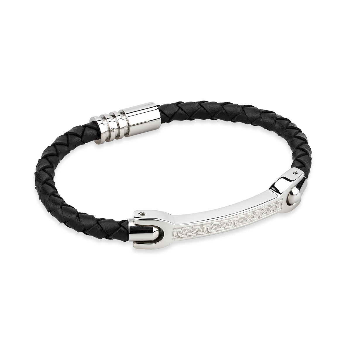 Stainless Steel Leather Celtic Bracelet