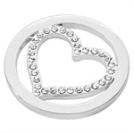 White Stone Set Heart Coin