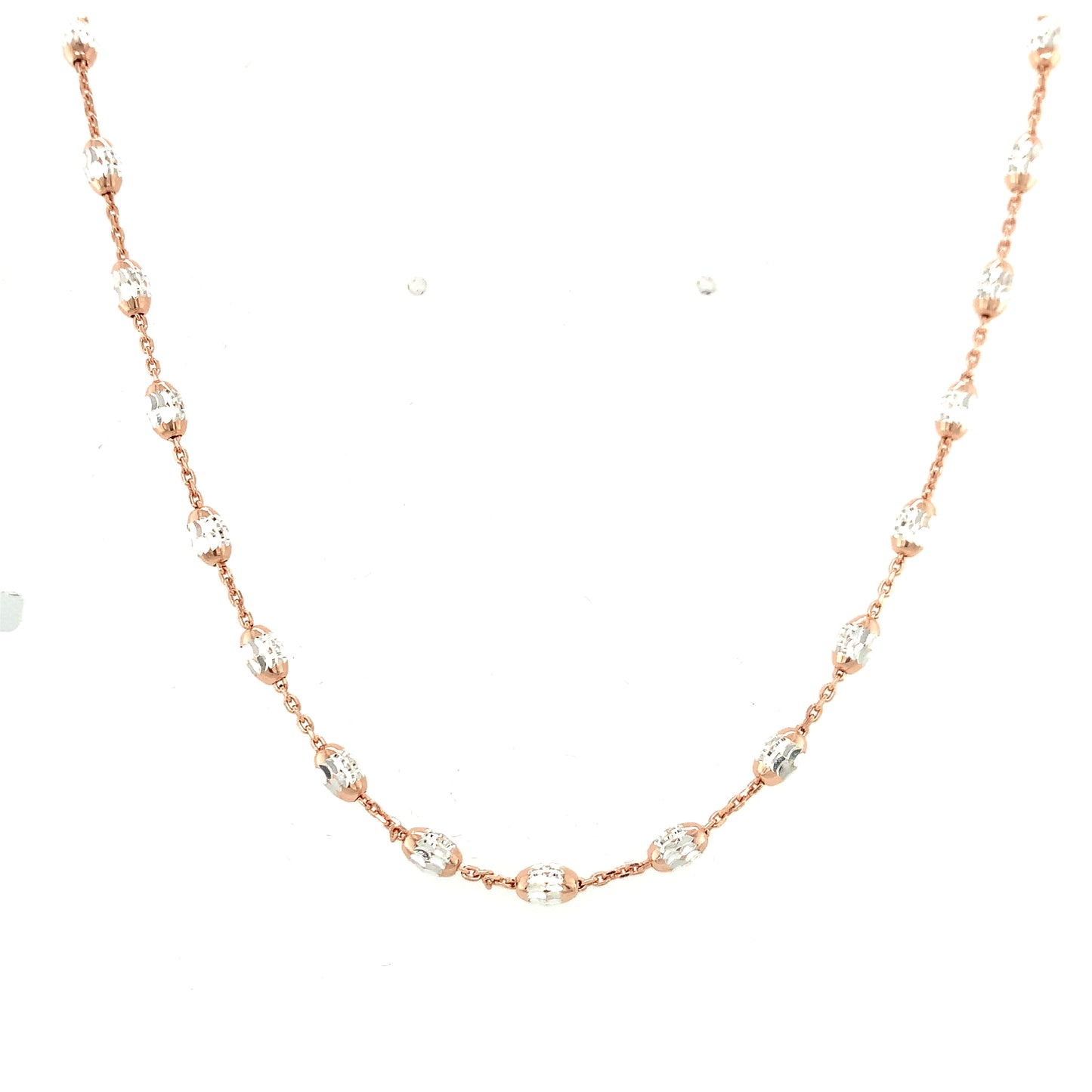 Rose And Silver Plated Beaded Effect Chain