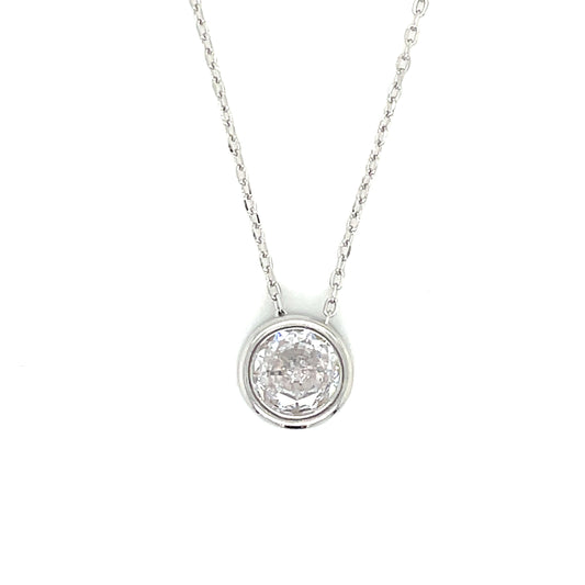 Sterling Silver 7mm Rubover Cubic Zirconia Slider Necklet