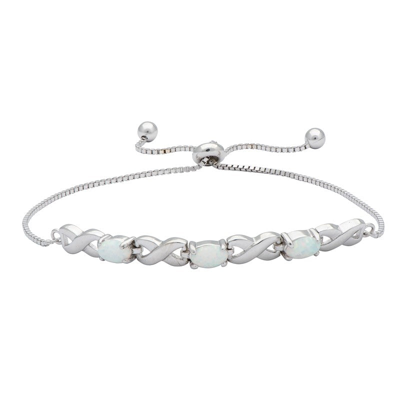 Sterling Silver Opal Infinity Link Bracelet