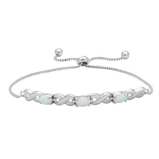 Sterling Silver Opal Infinity Link Bracelet