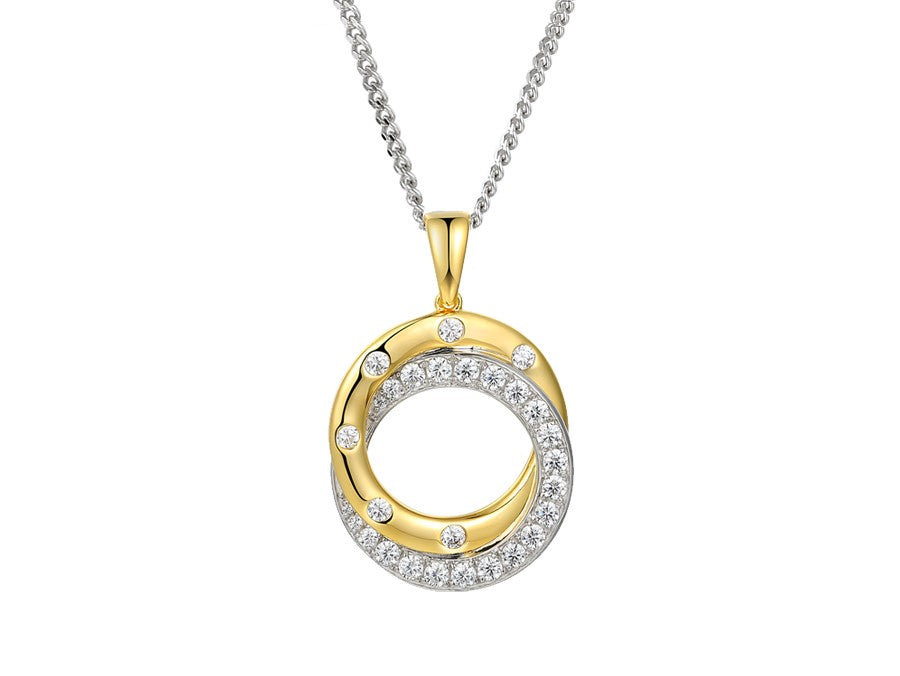 Sterling Silver and Gold Plated Open Double CZ Circle Necklet