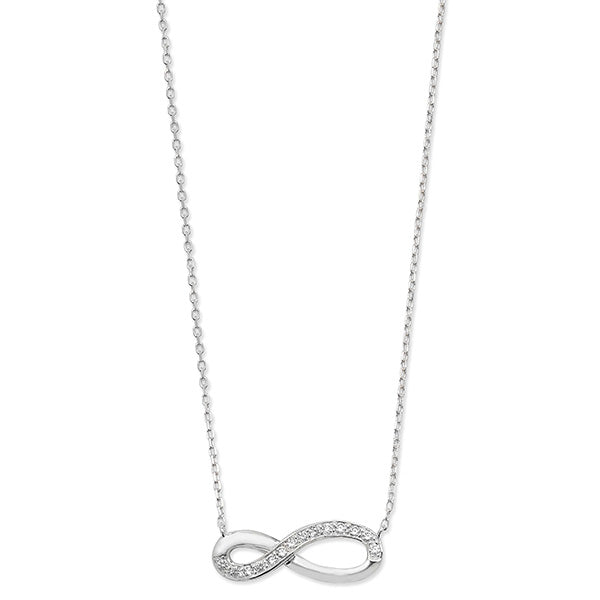 Sterling Silver  Half Cubic Zirconia Infinity Pendant