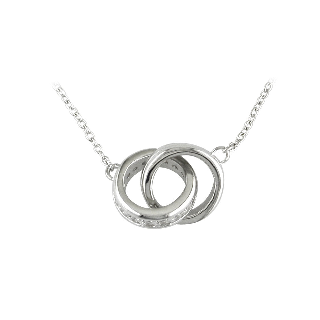 Sterling Silver Double Circle Cubic Zirconia Necklet