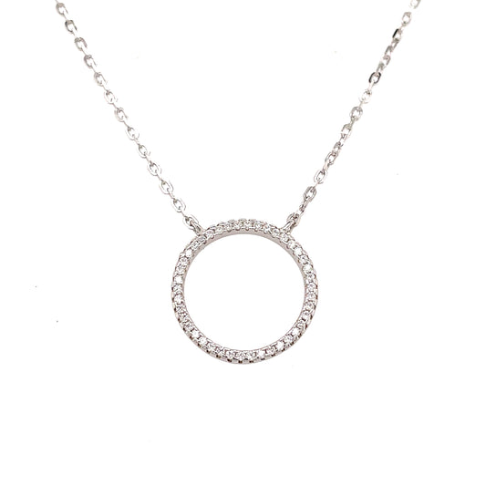 Sterling Silver Cubic Zirconia Open Circle Necklet