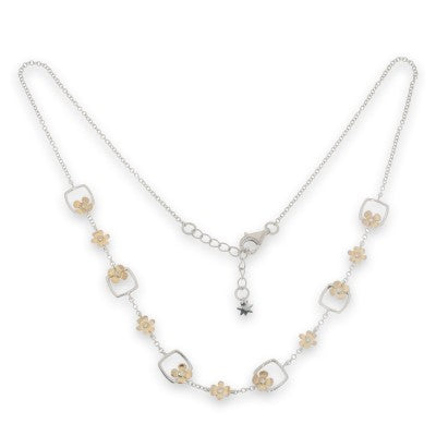 Sterling Silver Scatter Flowers Necklet