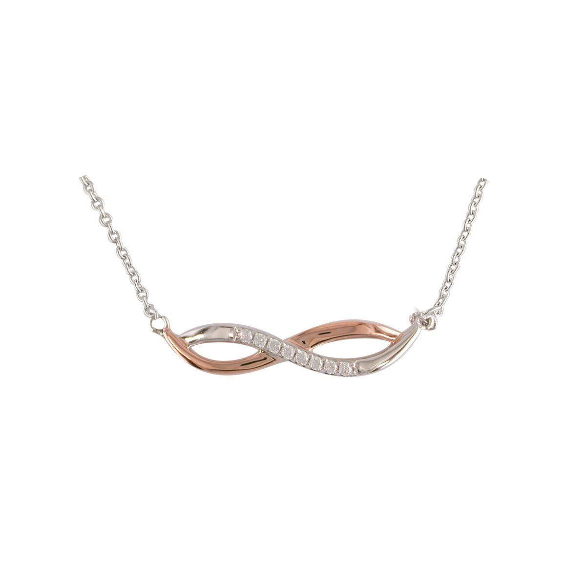 Sterling Silver Cubic Zirconia Infinity Rose Necklet
