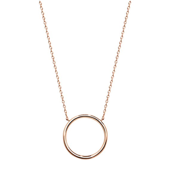 Rose Plated On Sterling Silver Open Circle Pendant