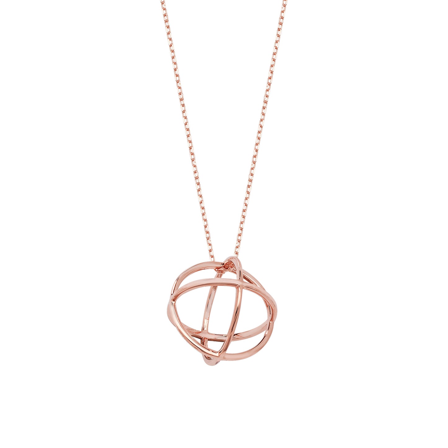 Sterling Silver Cage Necklet In Rose