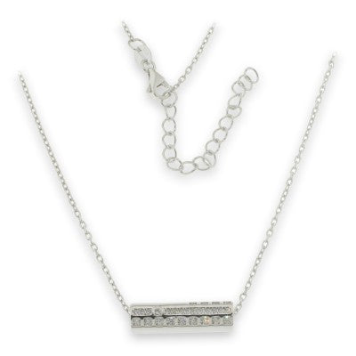Sterling Silver Cubic Zirconia Bar Necklet