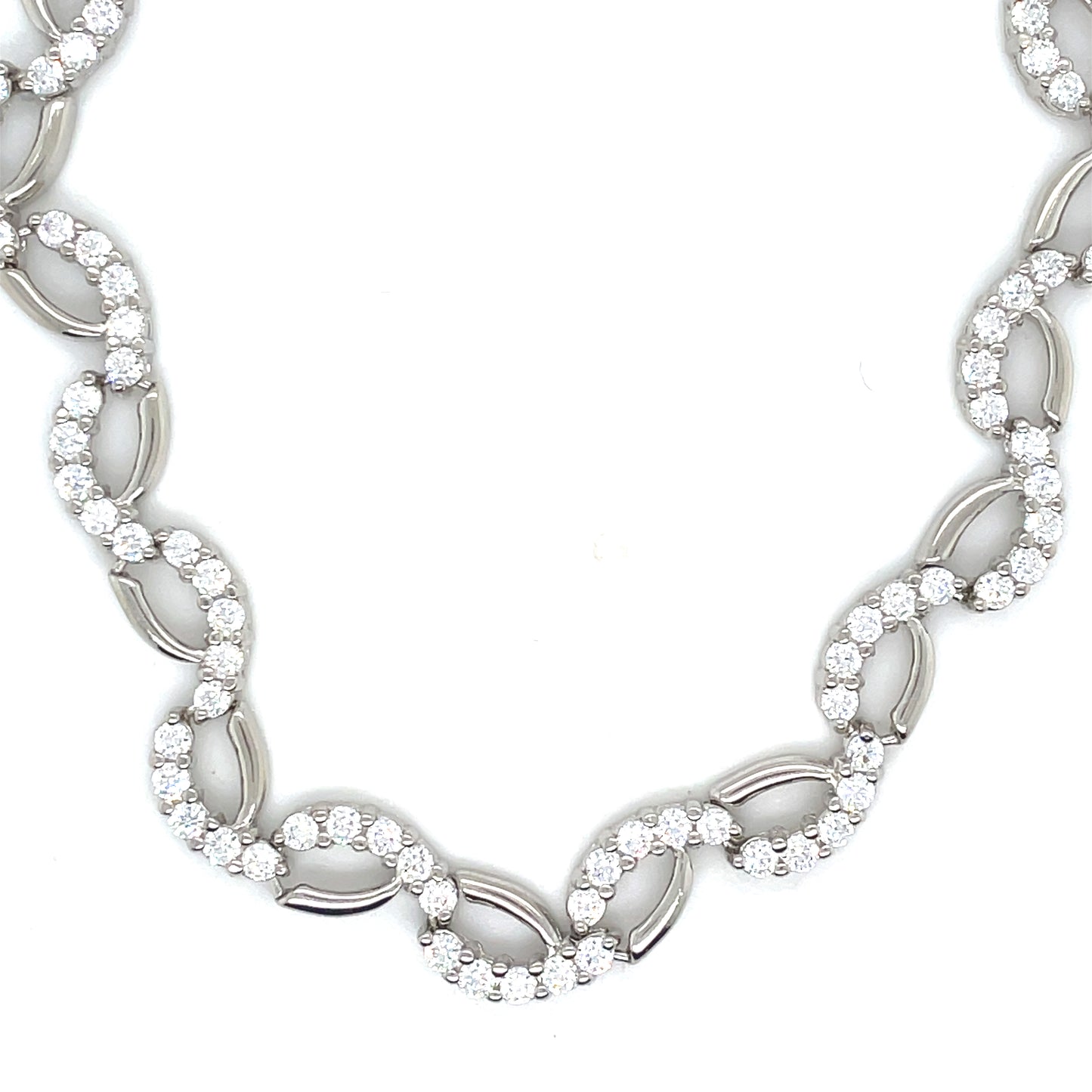 Sterling Silver Cubic Zirconia Weave Necklet