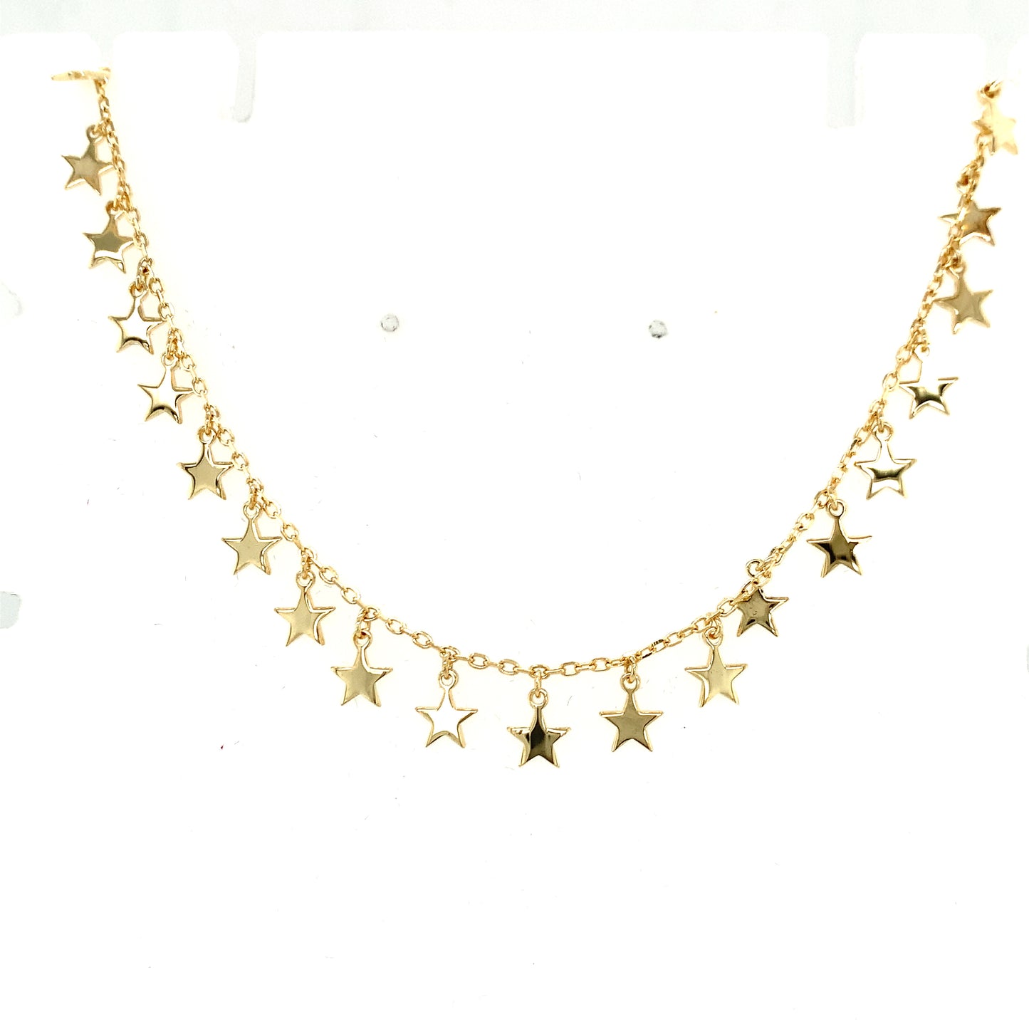 Sterling Silver Yellow Plating Scatter Star Necklet
