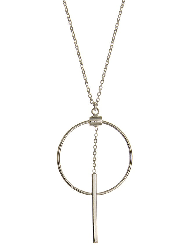 Sterling Silver Open Circle Drop Necklet