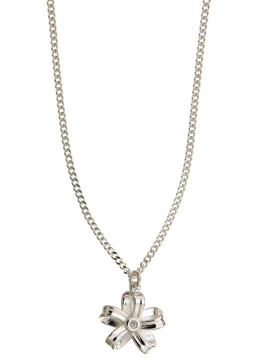 Sterling Silver Cubic Zirconia Flower Necklet