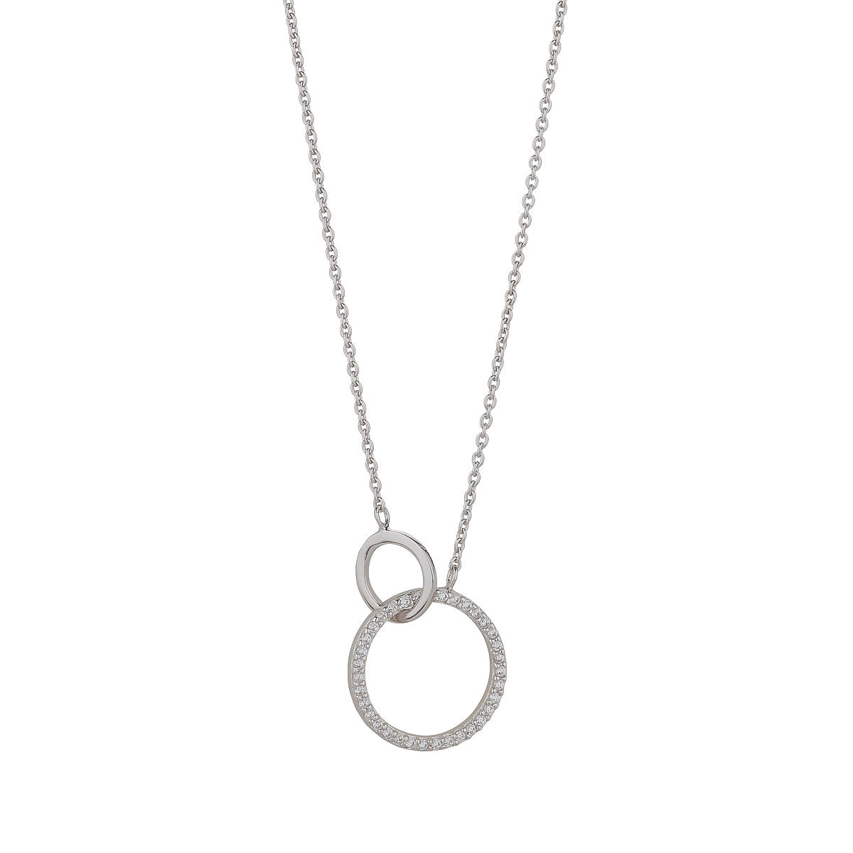 Sterling Silver Cubic Zirconia Circle Link Necklet