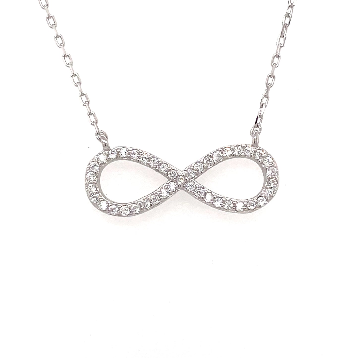 Sterling Silver Cubic Zirconia Infinity Necklet