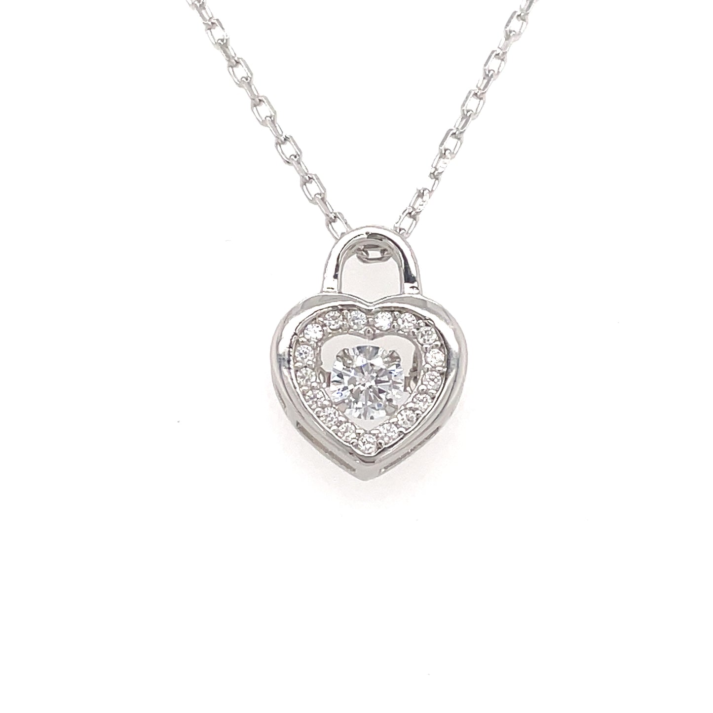 Sterling Silver Cubic Zirconia Heart Necklet