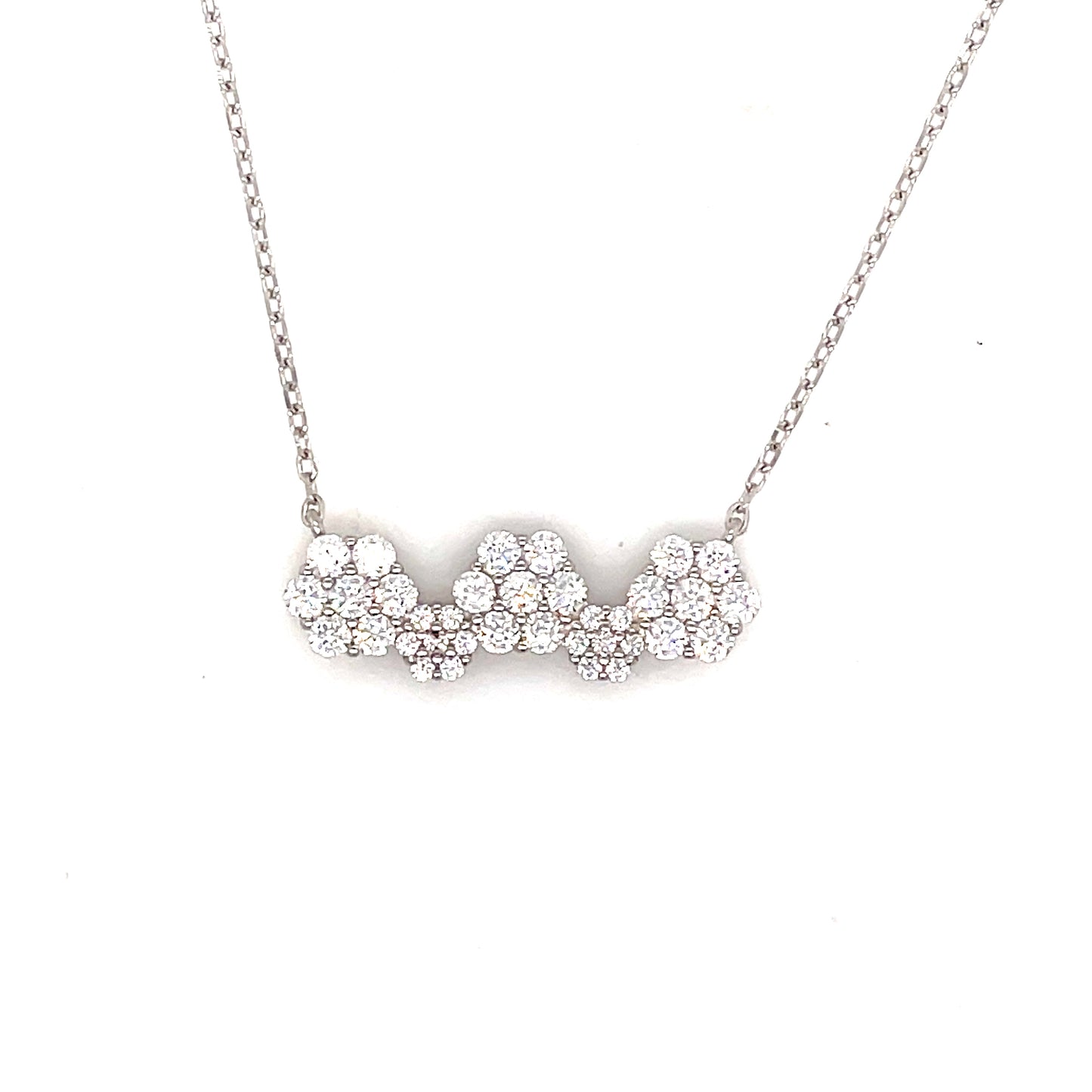 Sterling Silver Cubic Zirconia Flower Necklet