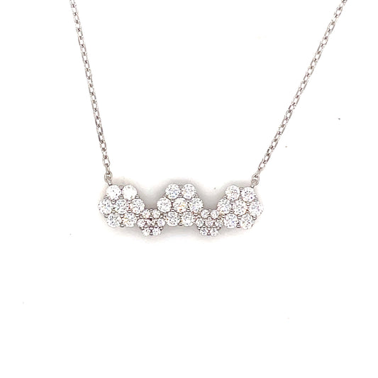 Sterling Silver Cubic Zirconia Flower Necklet