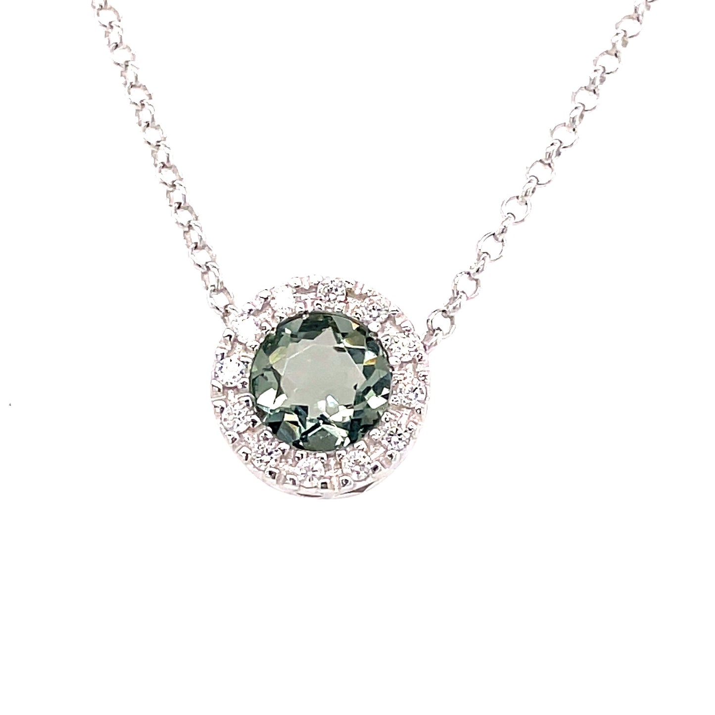Sterling Silver Grey Cubic Zirconia Round Cluster Necklet