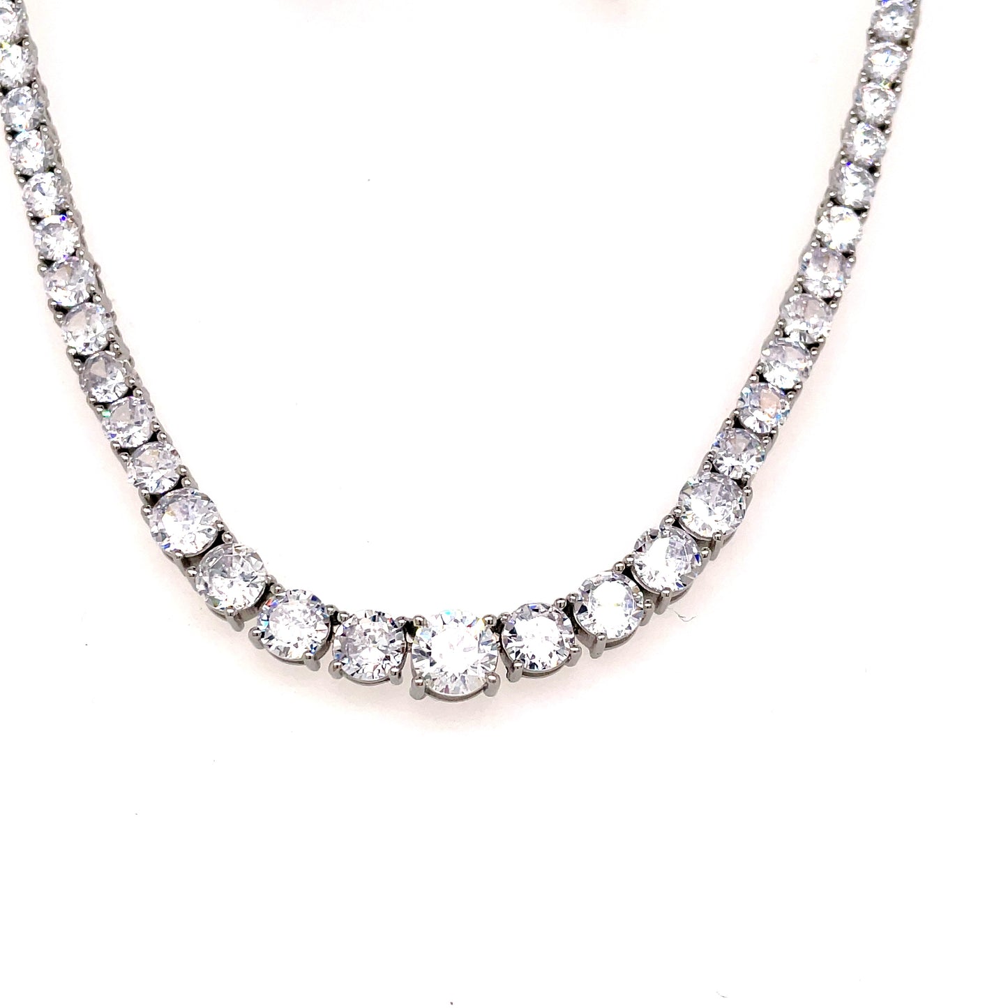 Sterling Silver Cubic Zirconia Tennis Necklet
