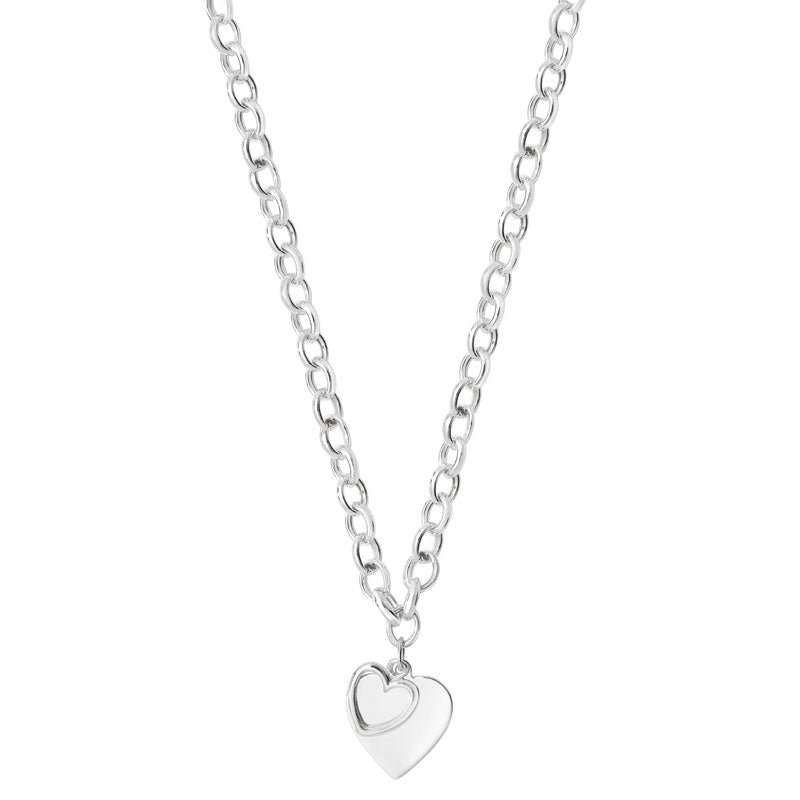 Silver Necklet Double Heart Belcher