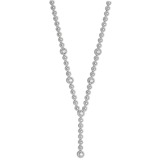 Sterling Silver Graduated Cubic Zirconia Fancy Drop Necklet