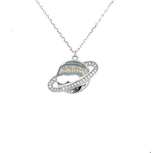 Sterling Silver Cubic Zirconia Planet Necklet