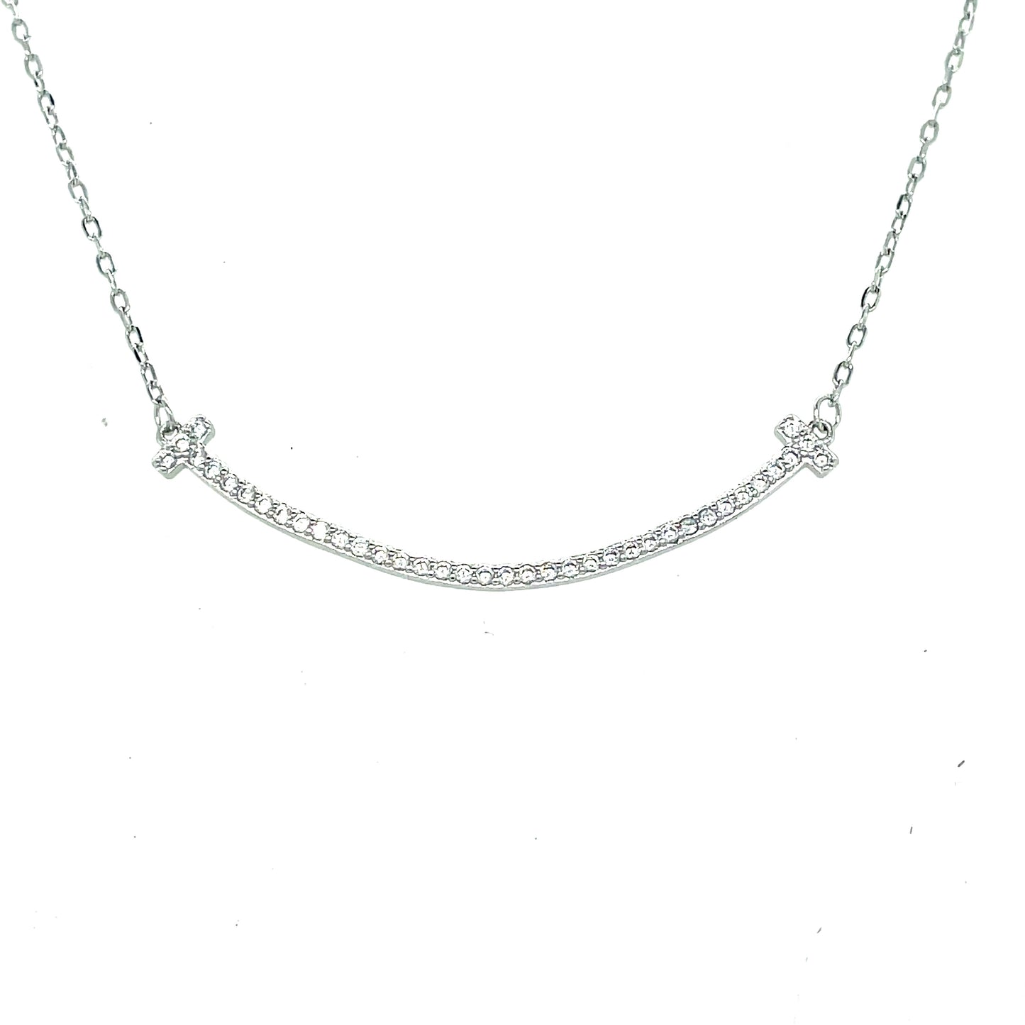 Sterling Silver Cubic Zirconia Curve Hammock Necklet