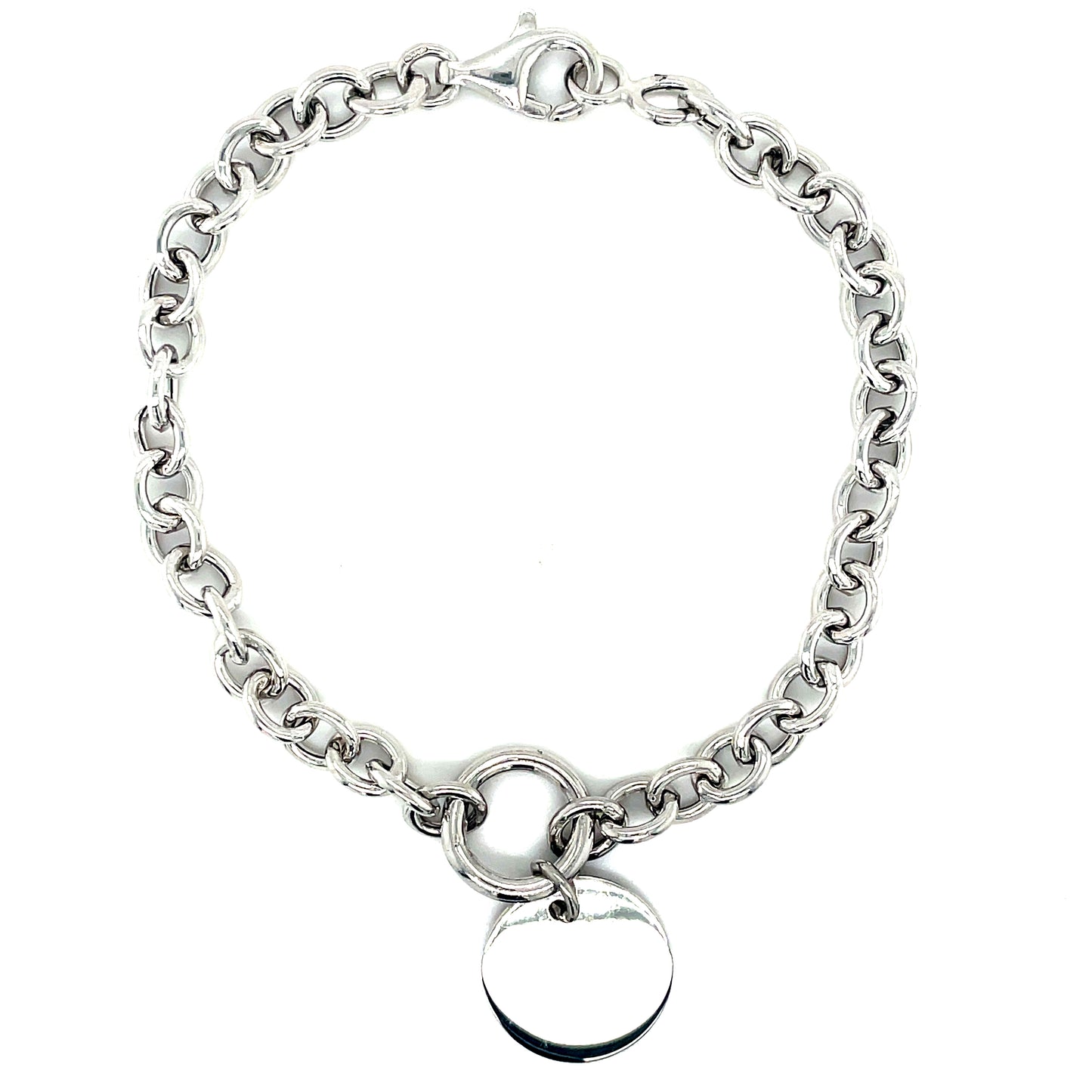 Sterling Silver Belcher Bracelet With Engravable Disc