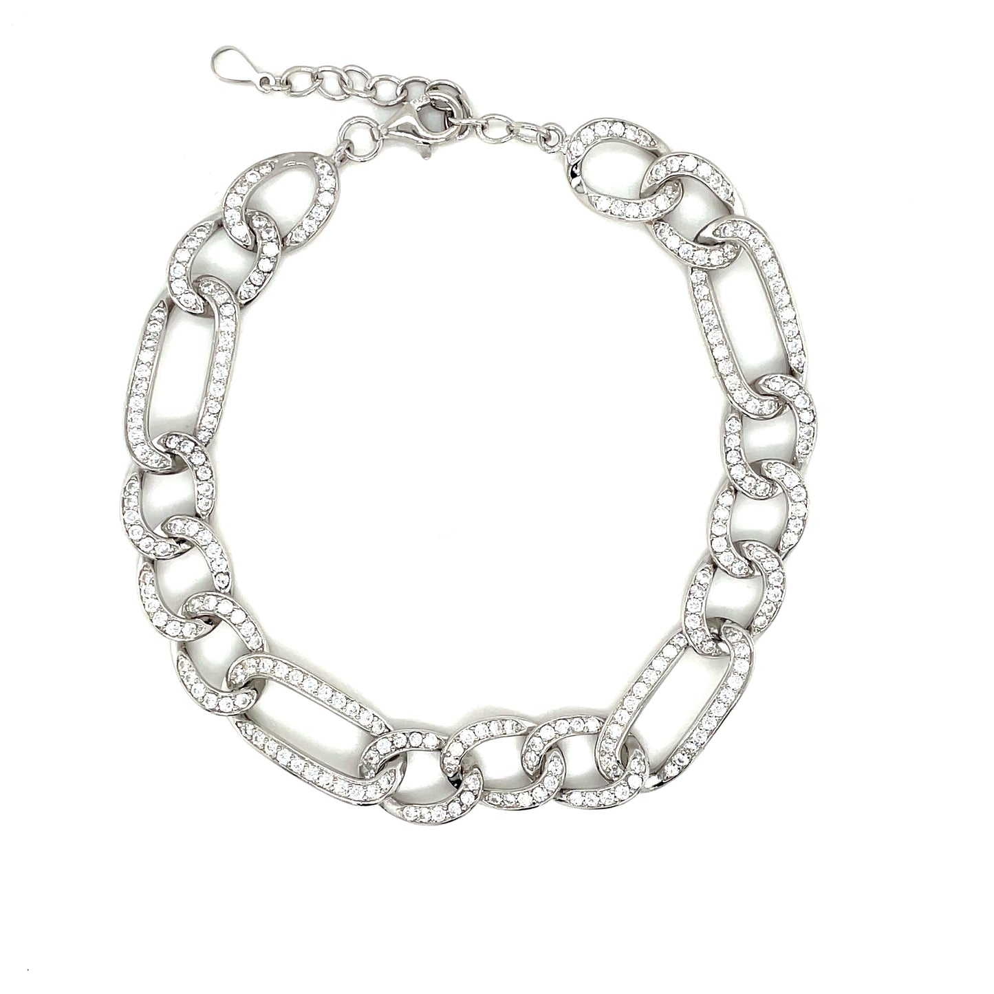 Sterling Silver Cubic Zirconia Open Link Bracelet