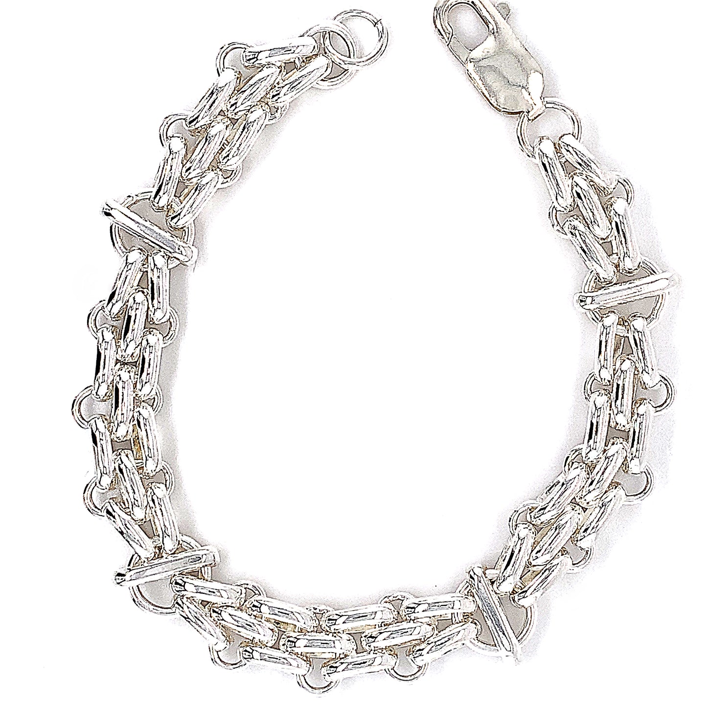 Sterling Silver Long And Round Link Bracelet